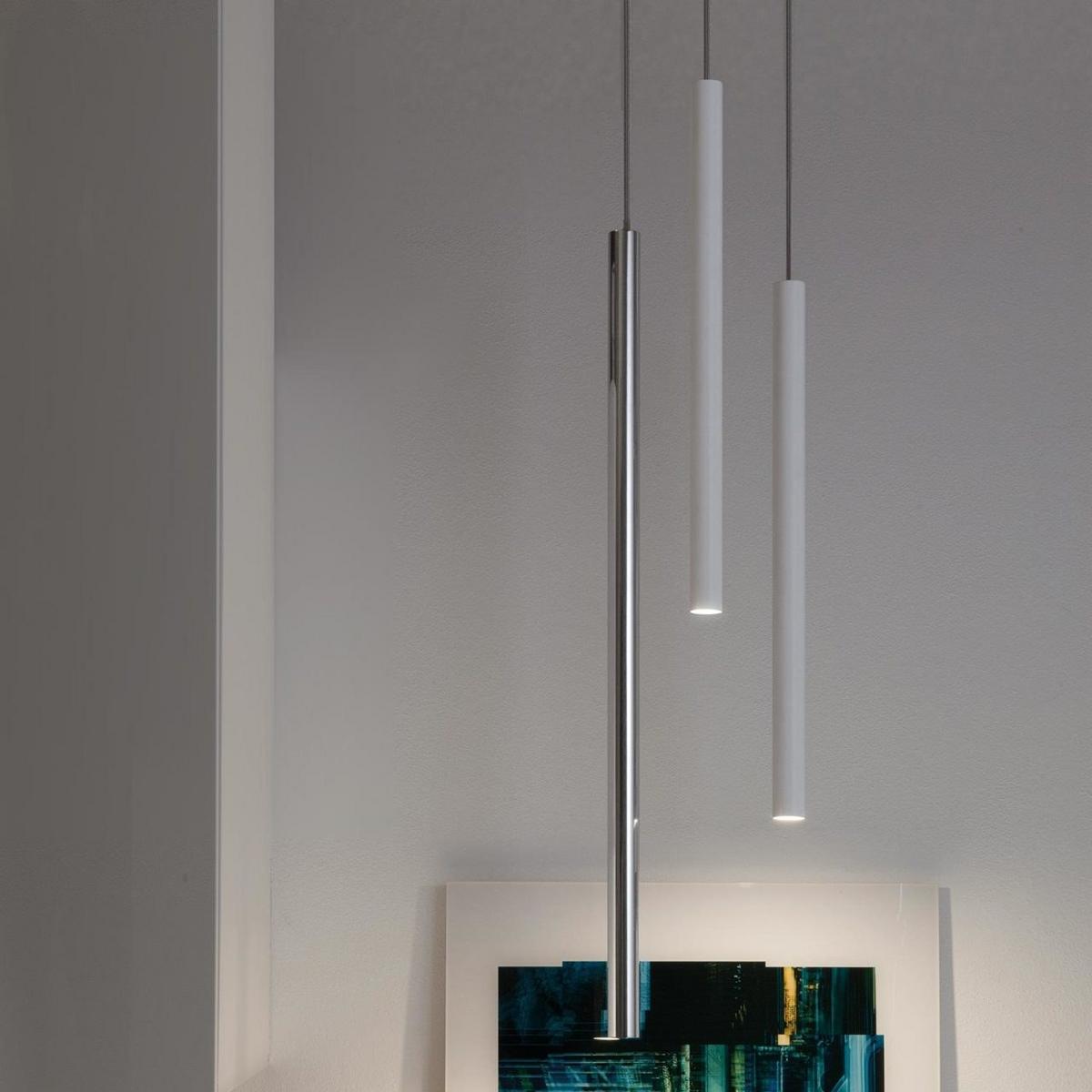 CANNA NUDA METALLO LED chrome plated pendant lamp