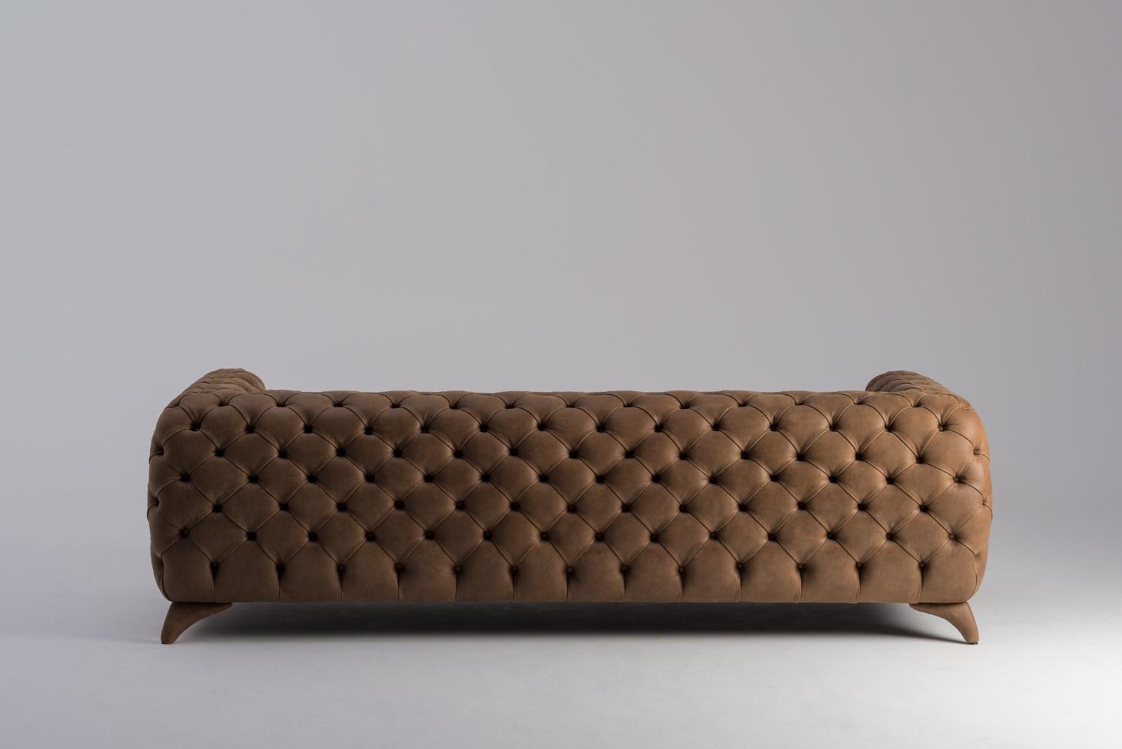 ISIDORO Tufted 3 seater nabuk sofa