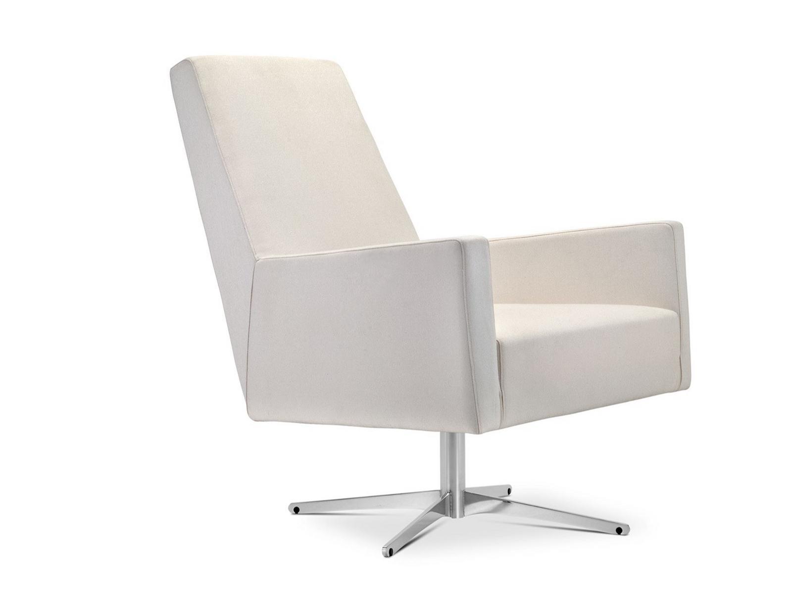 BOSTON LOW Upholstered fabric armchair with 4-spoke base