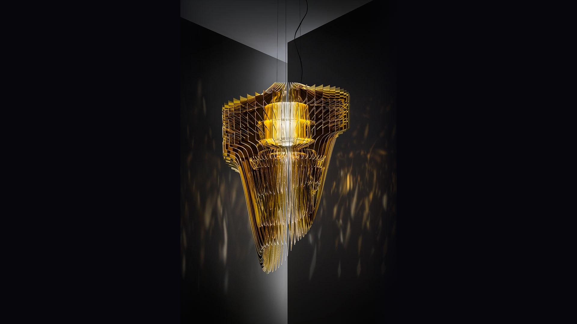 ARIA GOLD LED Lentiflex® and Cristalflex® pendant lamp