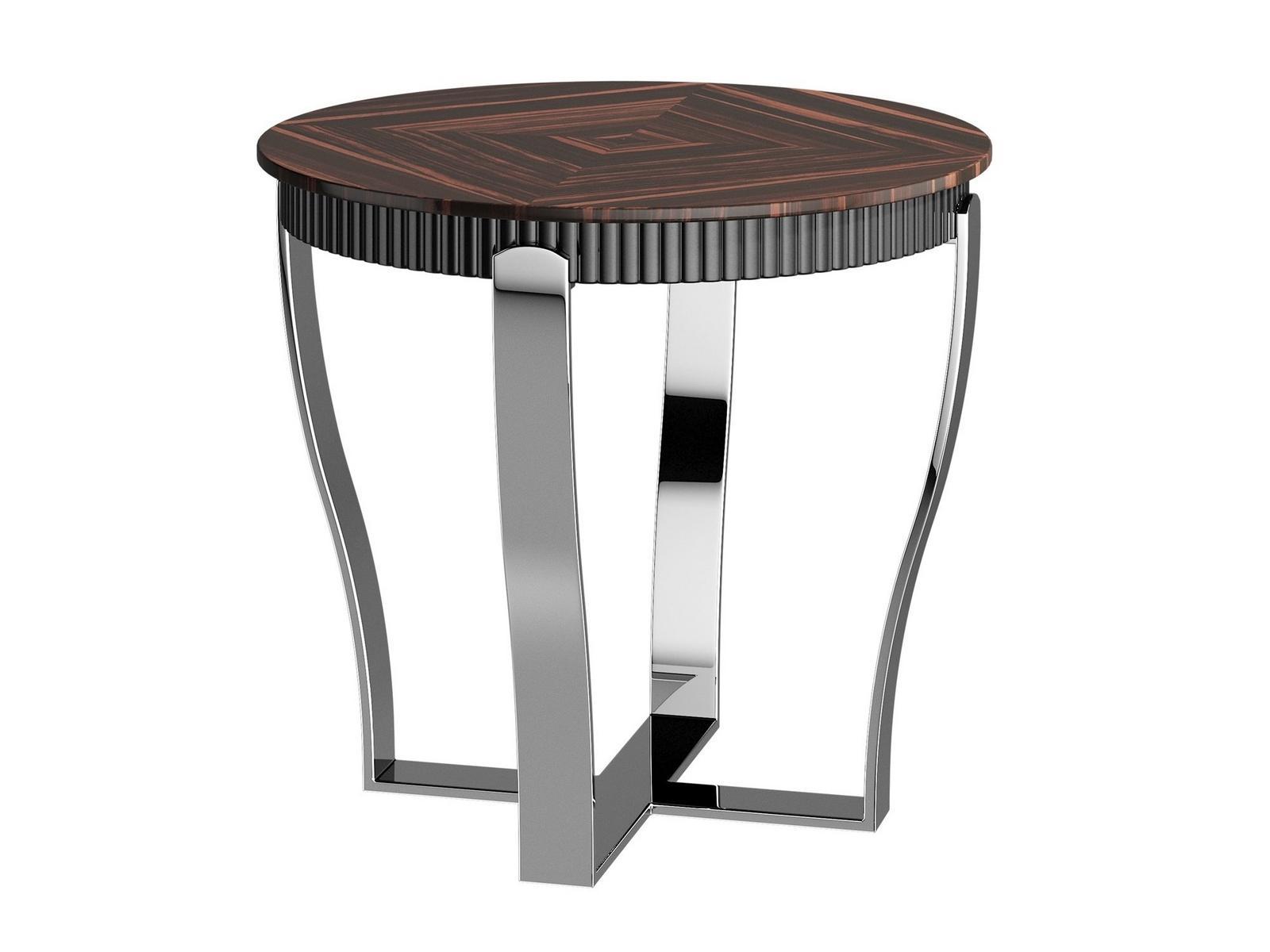 ARISTO M Round steel and wood coffee table