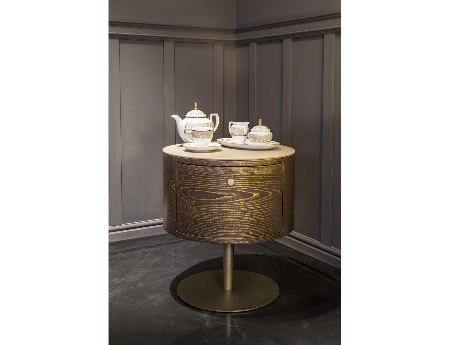 OVERSEAS Round ash bedside table
