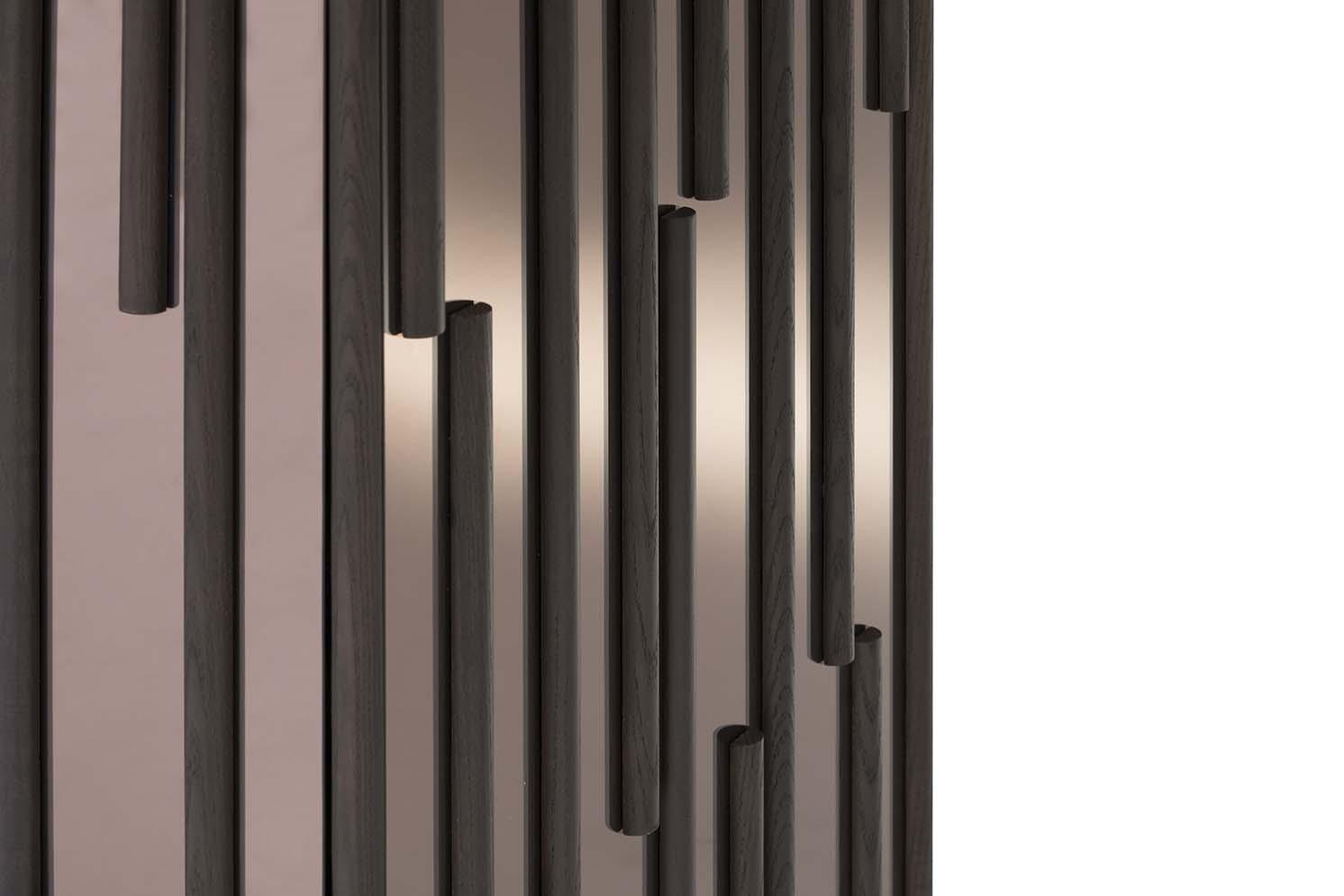 DROPS Wood and glass highboard with doors