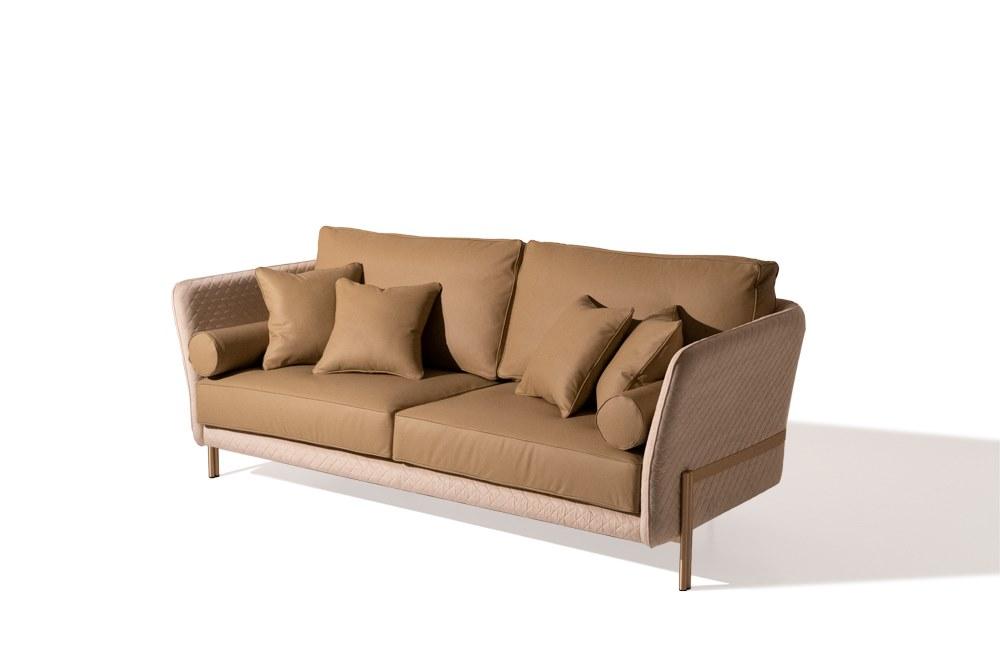 UNIVERSAL 3 seater velvet and leather sofa