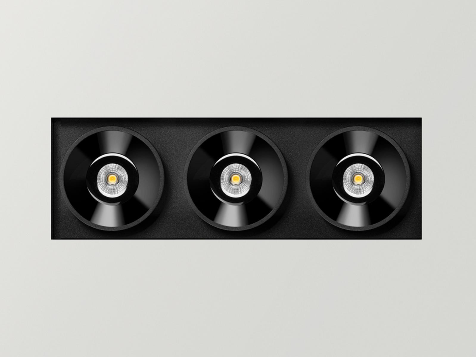 BLACK FOSTER TRIMLESS 3 LED recessed multiple aluminium spotlight