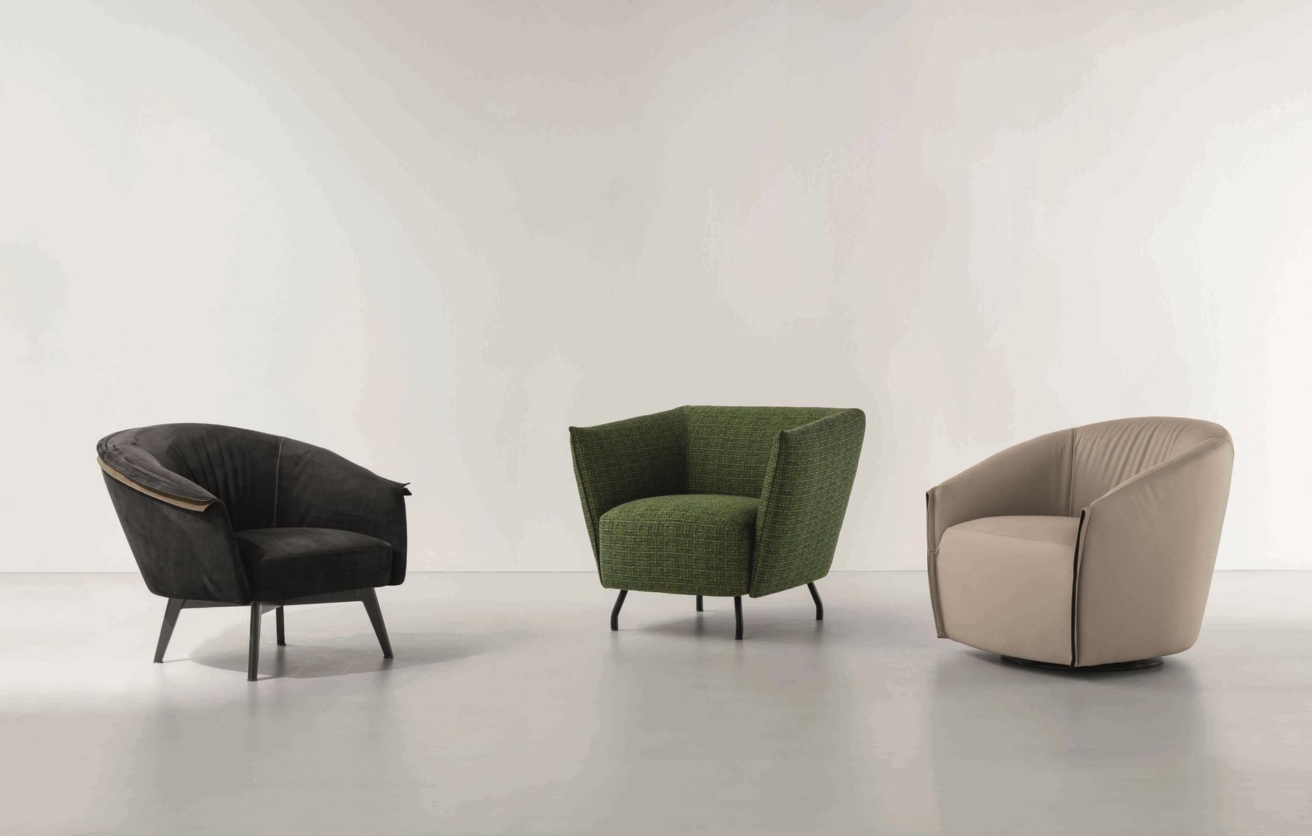 BODO Swivel upholstered leather armchair with armrests