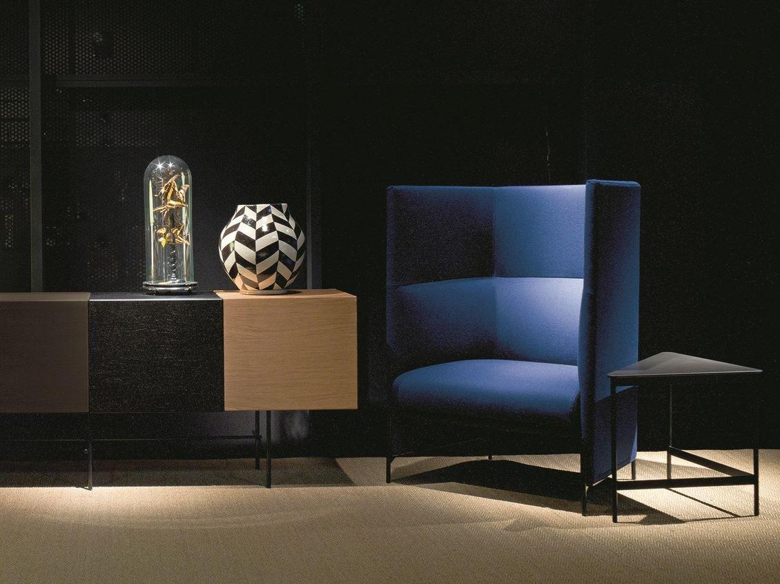 ALGON Upholstered high-back fabric armchair