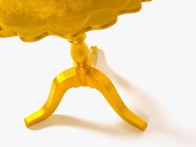 SHIELD Round wooden high side table with 3-star base