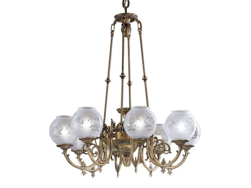 LARRY 1166/8 Antique Brass chandelier with glasses