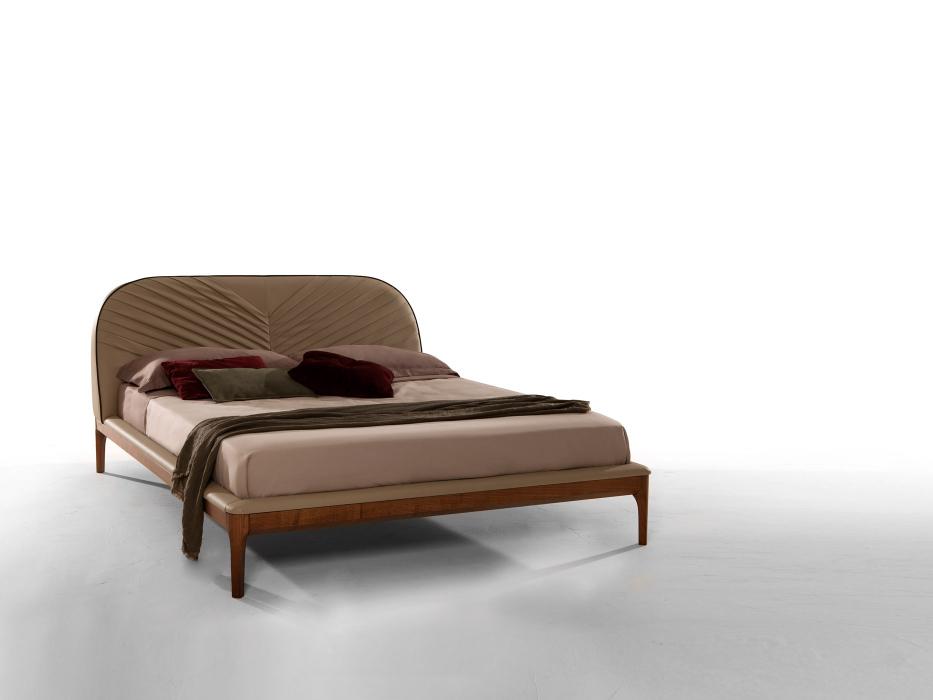 MICHELANGELO Leather double bed with upholstered headboard