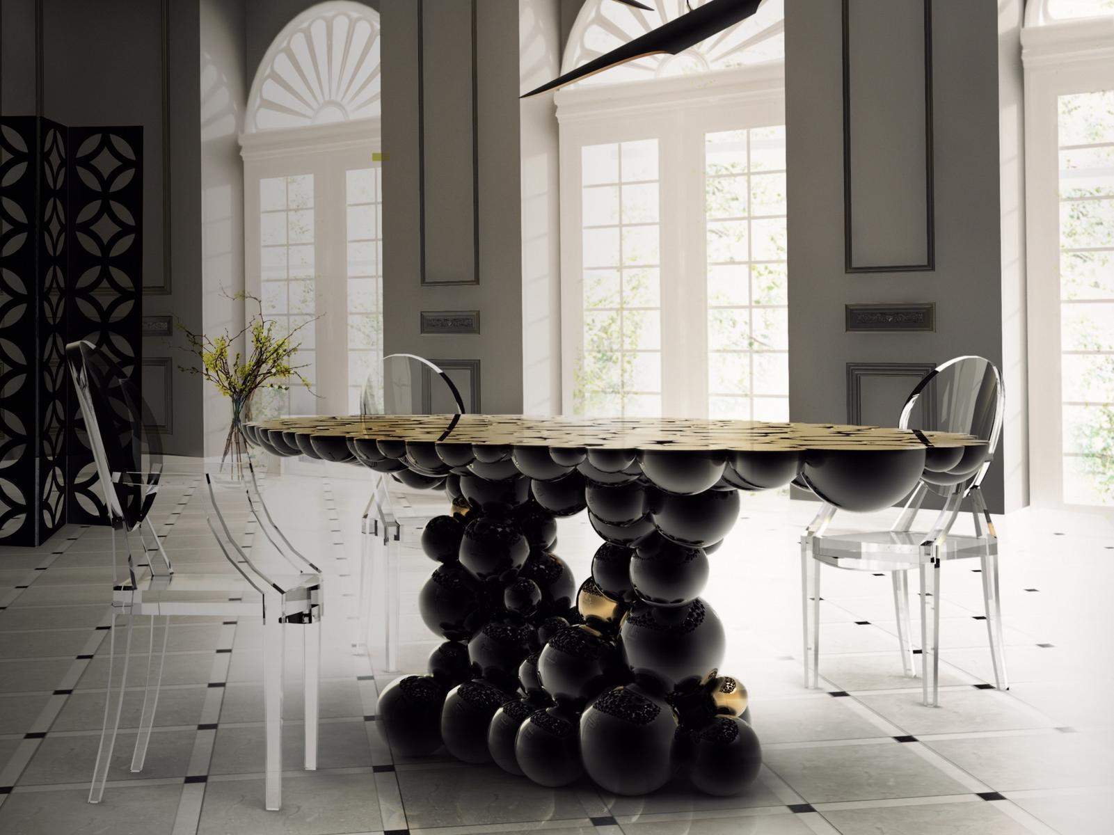 NEWTON Oval brass dining table