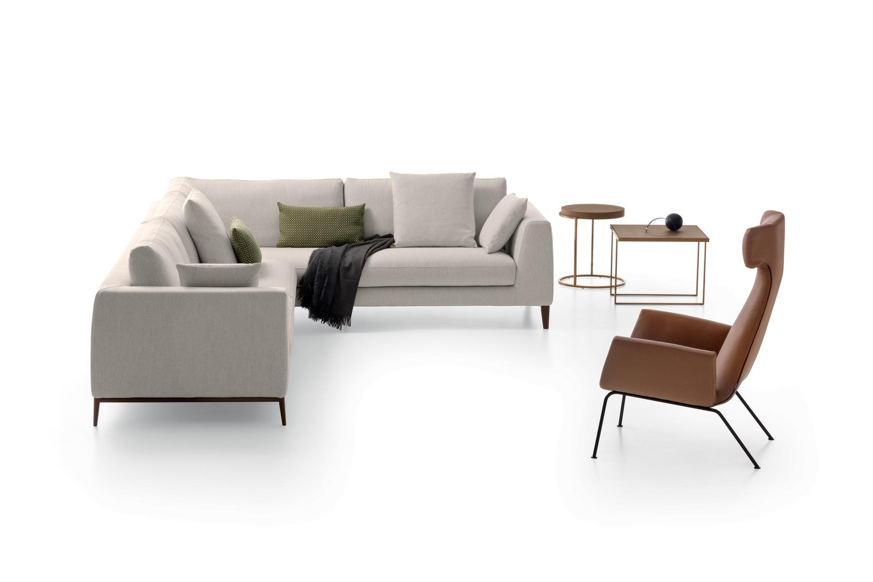 DORA Wing upholstered fabric armchair with armrests