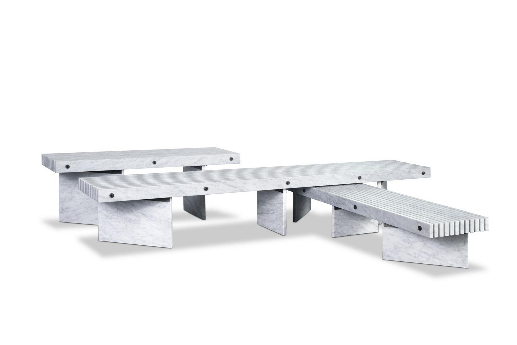 RAIL Rectangular marble coffee table