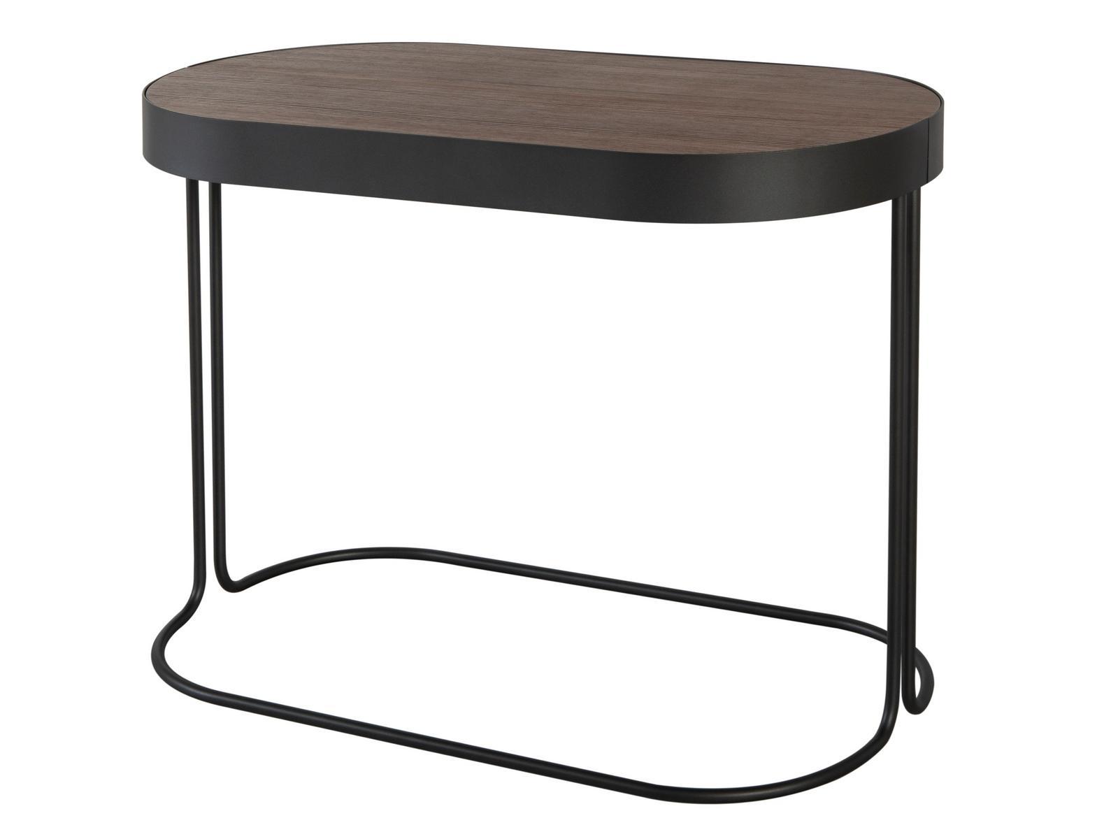 CORA Extendable oval console in walnut and steel base