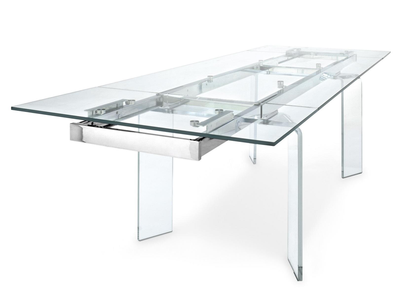 TOWER Extending tempered glass table