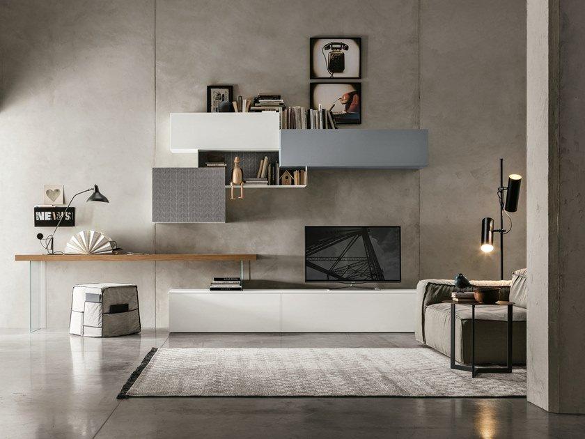 UNIT A054 Sectional storage wall with secretary desk