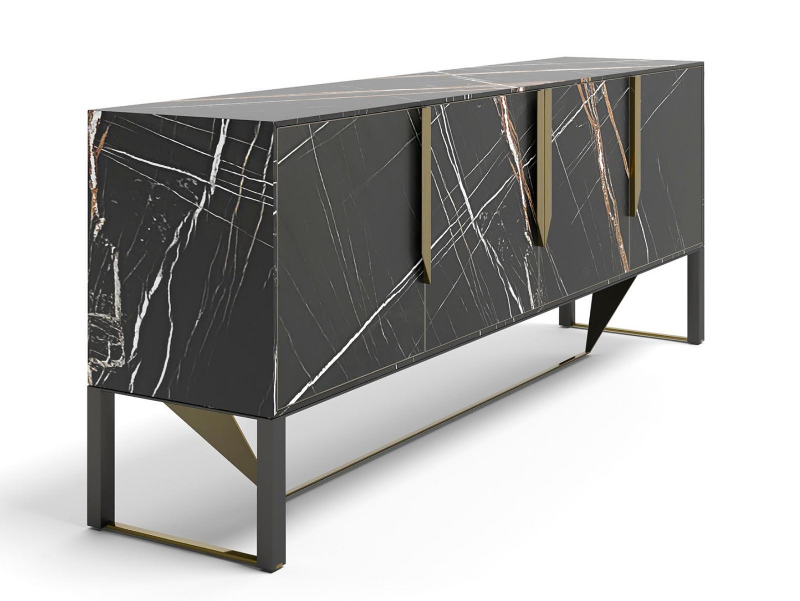 PRISMA Wood and glass sideboard with doors