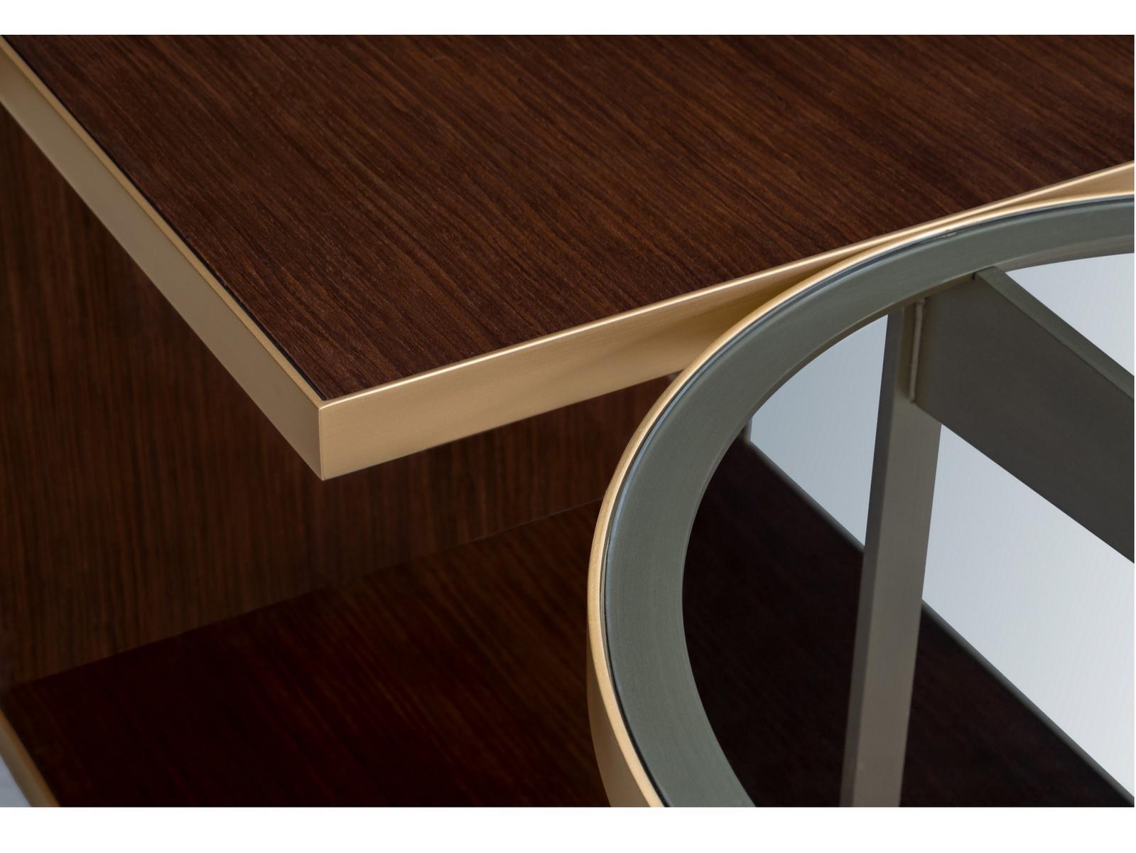 ALFRED W Wooden coffee table with glass insert