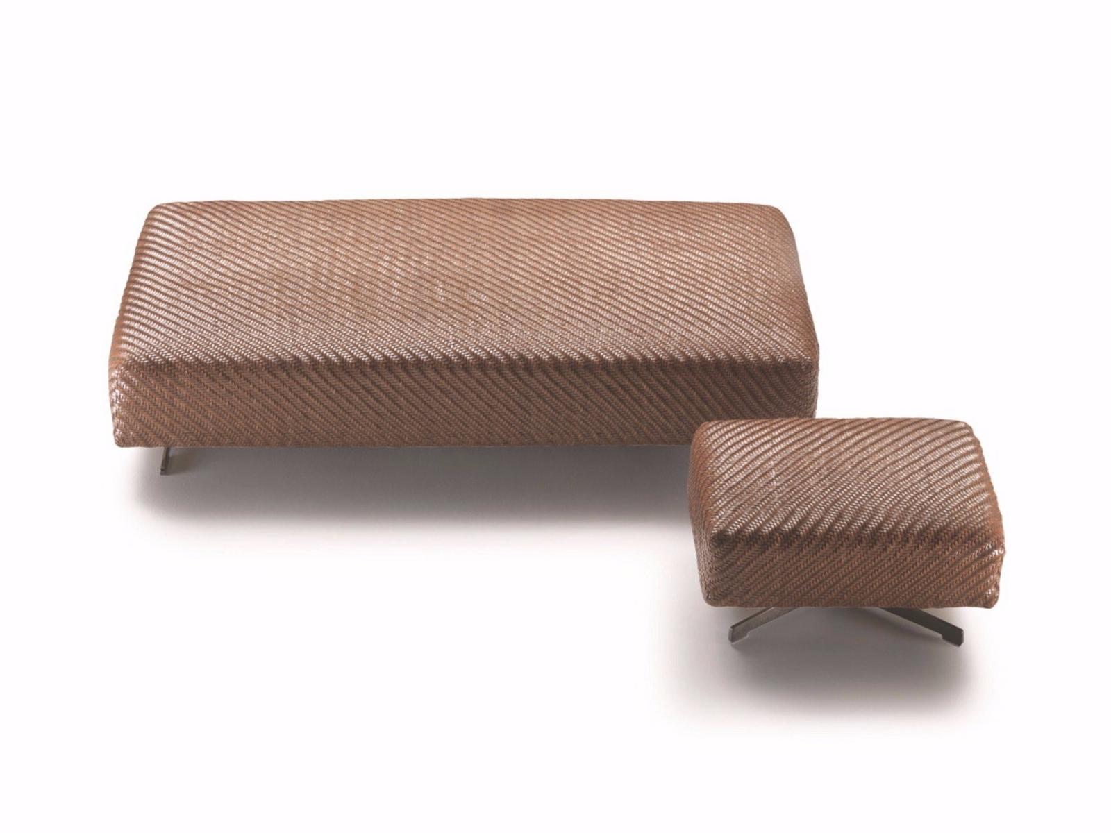 FILICUDI Rectangular tanned leather pouf