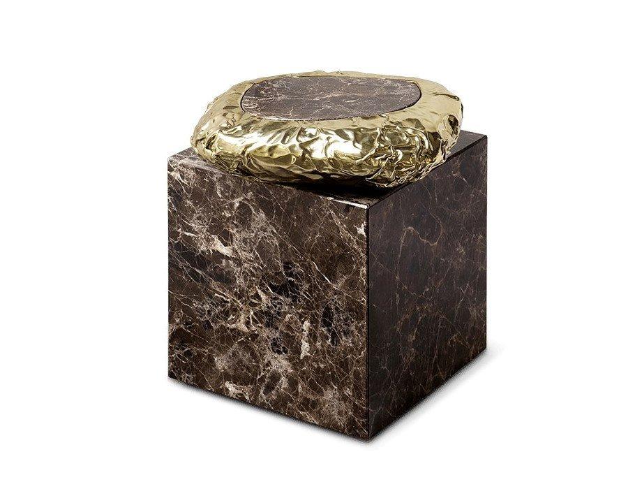STONEHENGE DARK EMPERADOR Square Dark Emperador marble coffee table