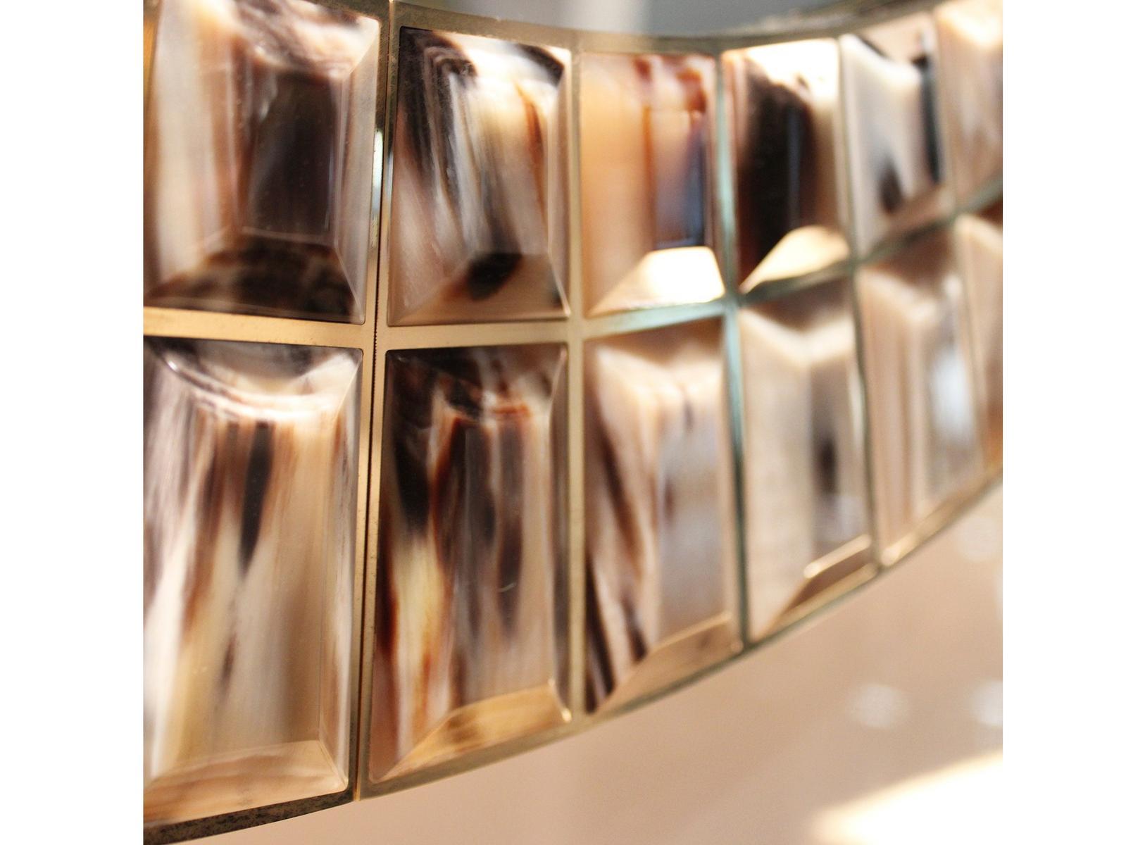 ASTRID 1741 Round framed wall-mounted brass mirror