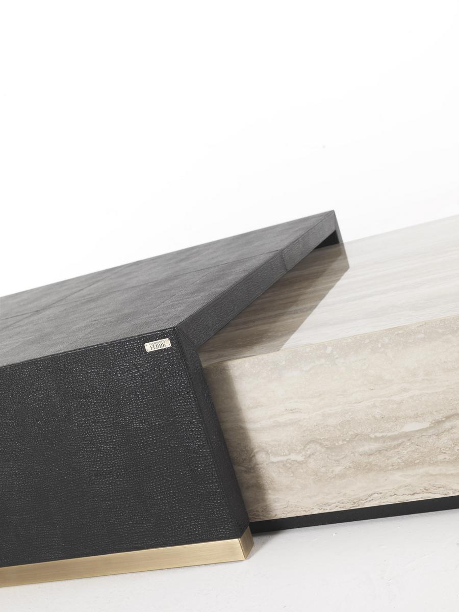 KAY Rectangular leather coffee table
