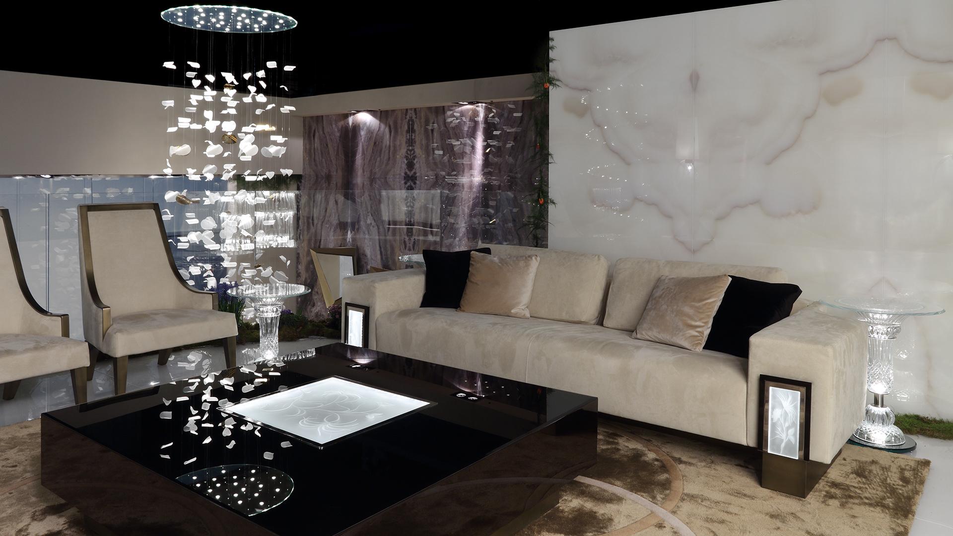 PALAZZO DUCALE 3 seater leather sofa with light