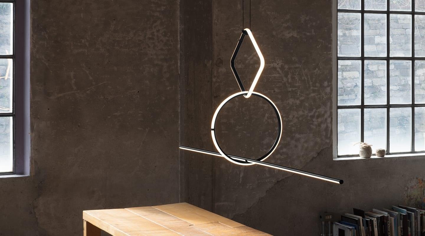 ARRANGEMENTS SQUARE LED powder coated aluminium pendant lamp