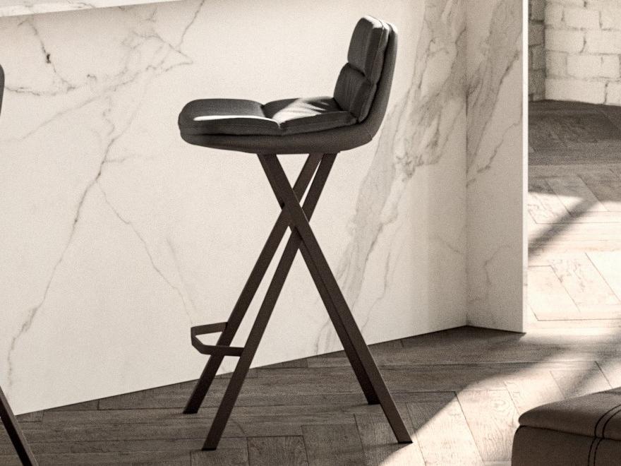 MILO High leather stool with back