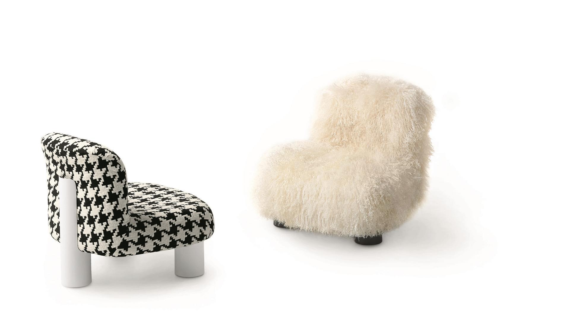 BOTOLO LOW Upholstered fur armchair