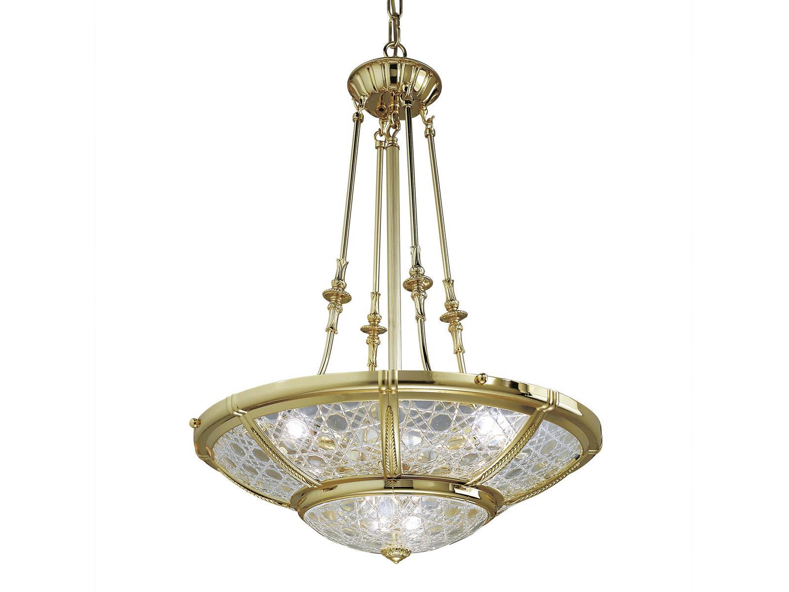 GIOTTO 1898/6-C Gold plated chandelier with crystal