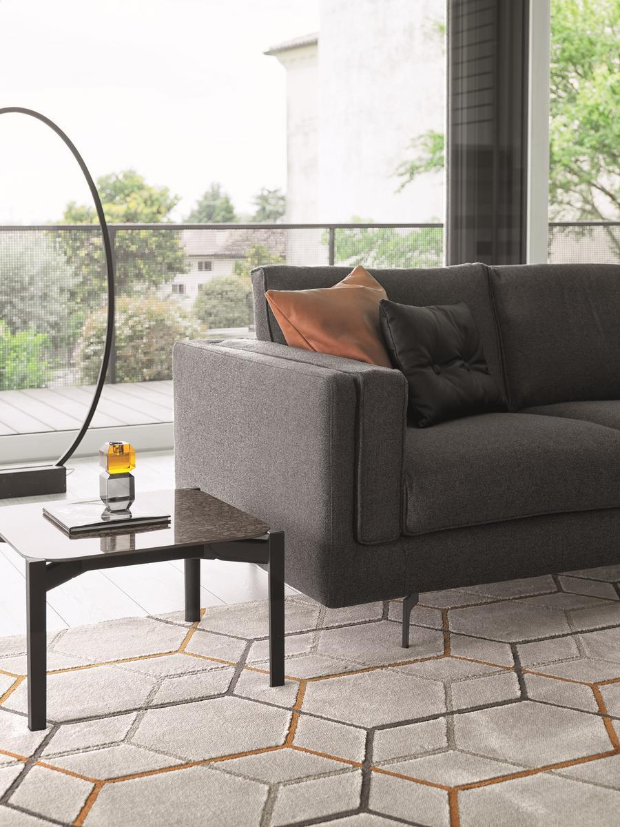 OFFSET Rectangular synthetic fibre rug with geometric shapes