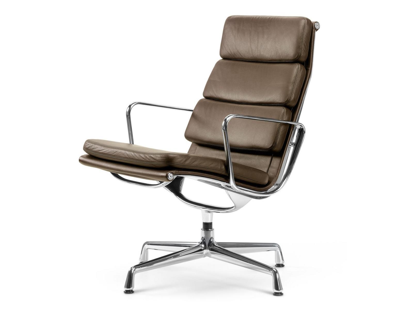 SOFT PAD EA 215 Leather chair with 4-spoke base with armrests