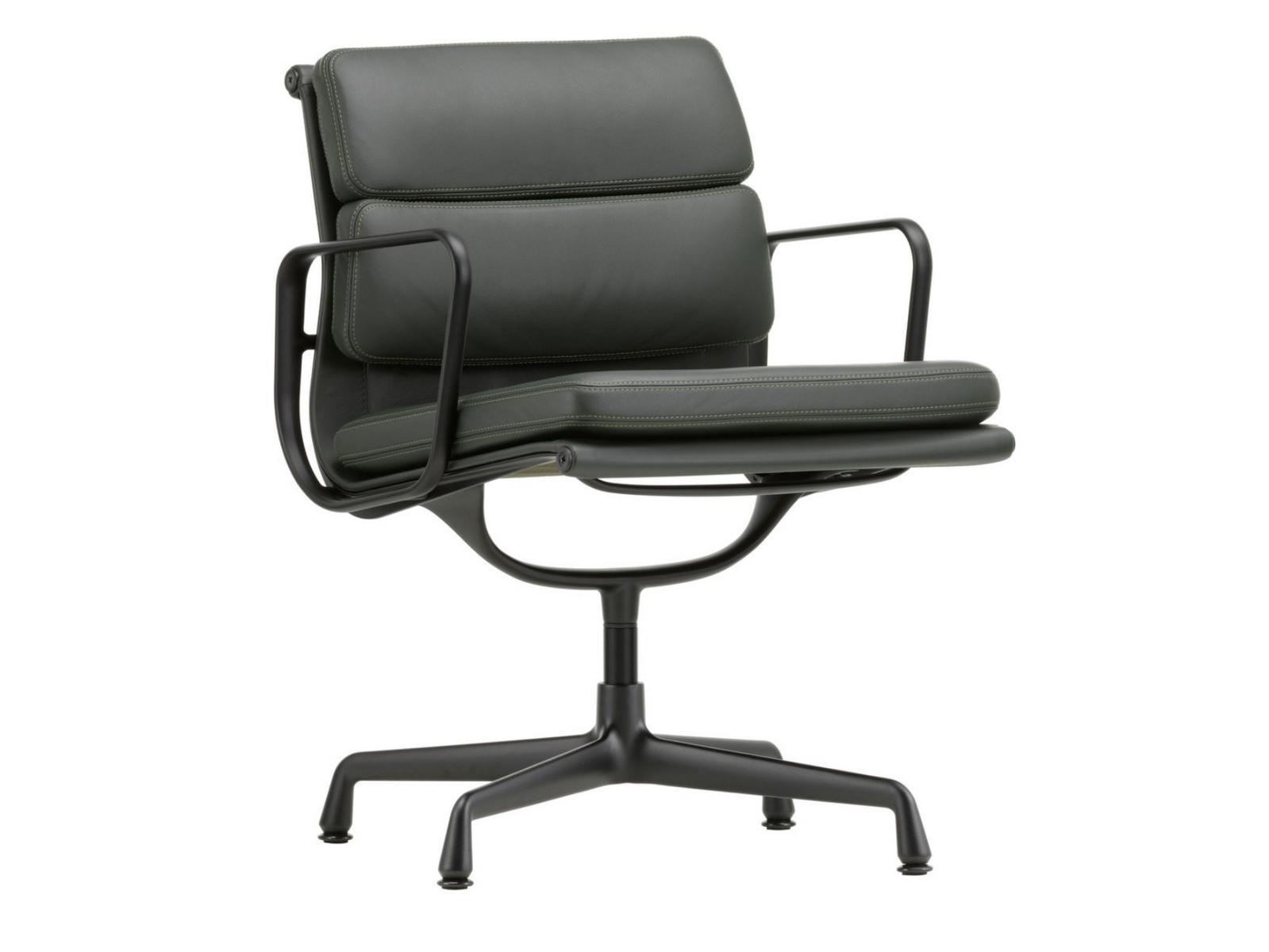 SOFT PAD EA 208 Swivel leather chair with 4-spoke base with armrests