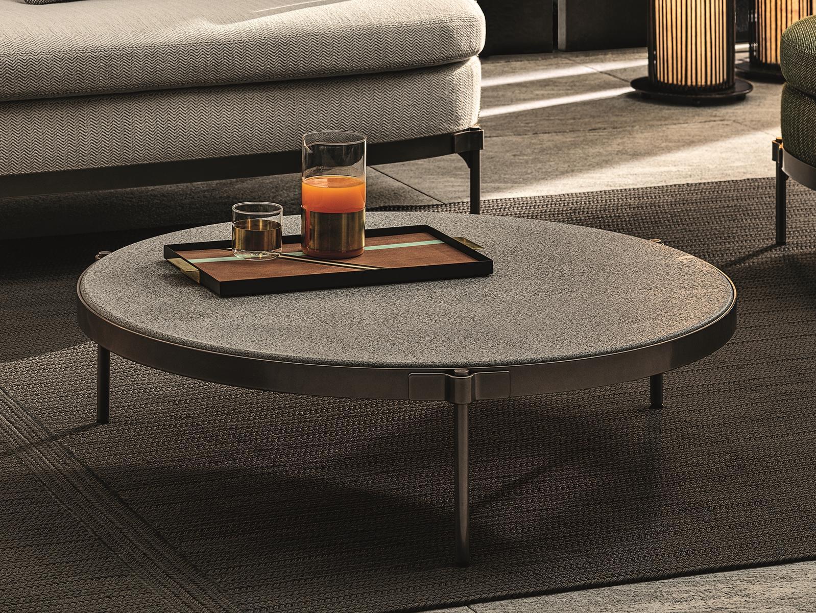 TAPE CORD OUTDOOR Round stone garden side table