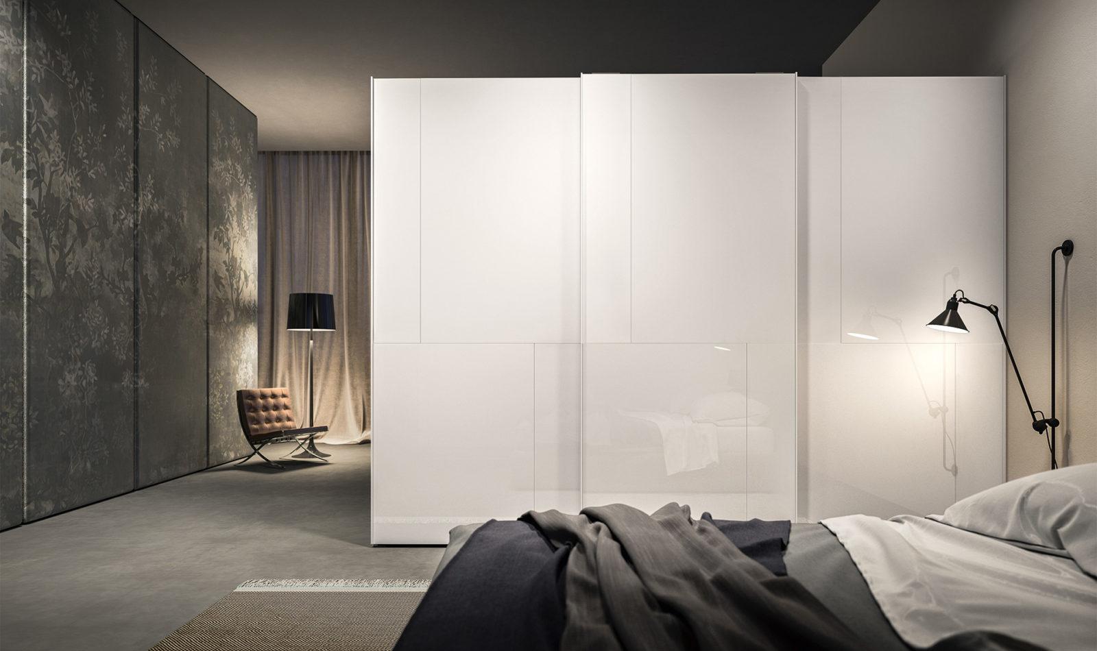 RUBIC Modular lacquered wardrobe with coplanar doors