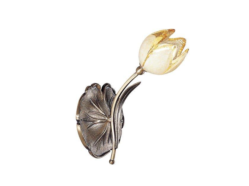 TULIPANI 319/A1 Polished antique Brass wall light with glass