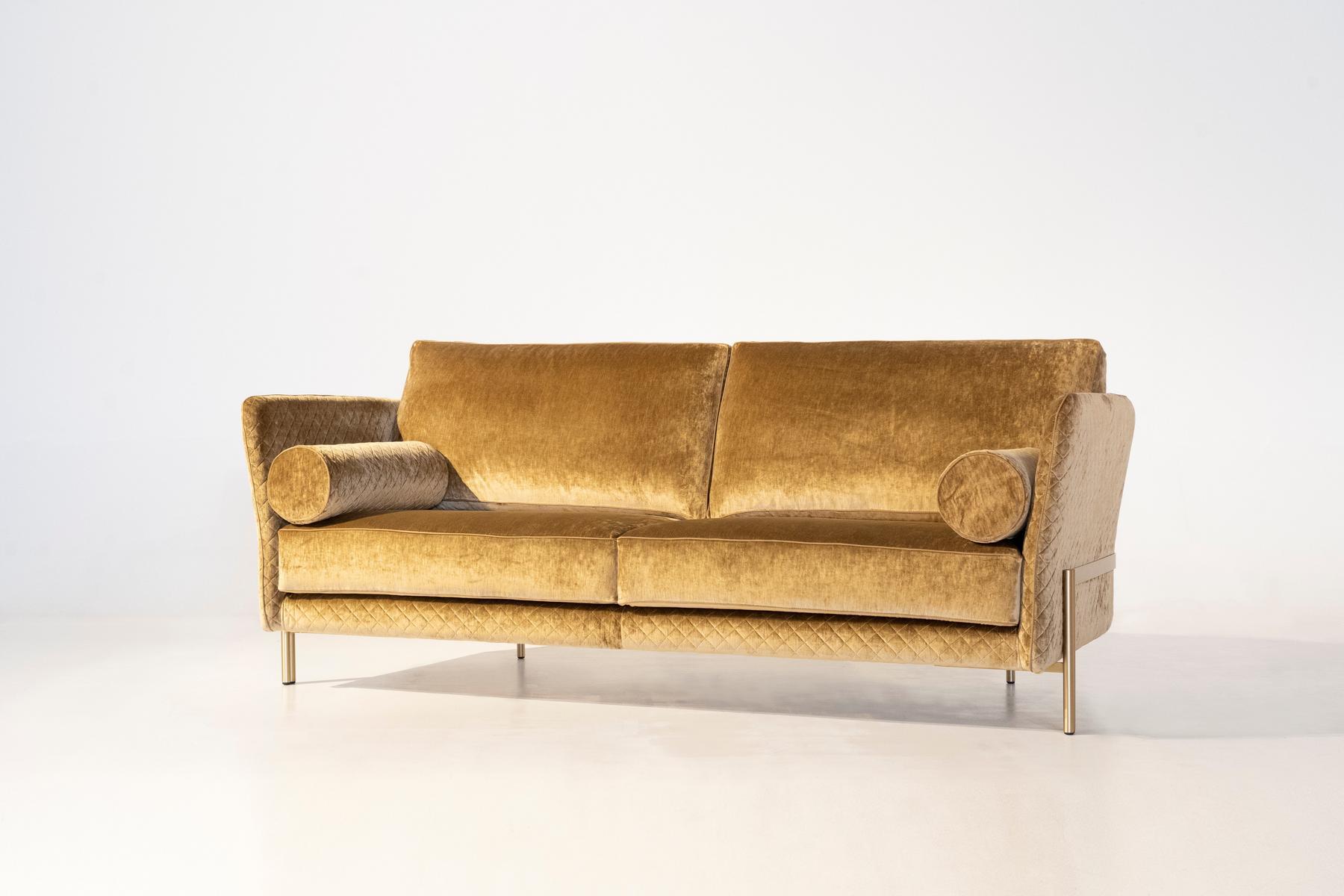 UNIVERSAL 3 seater velvet and leather sofa