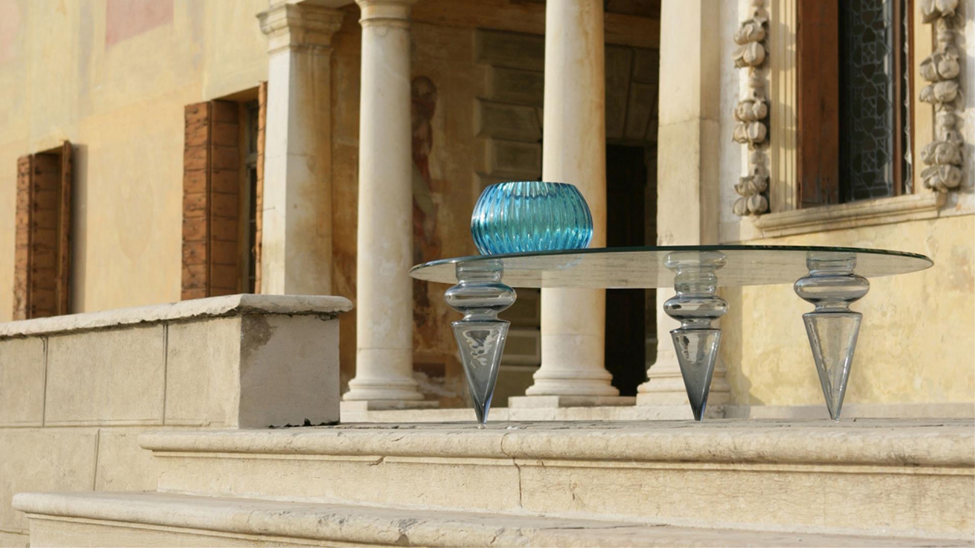 GRAN CANAL Round glass coffee table