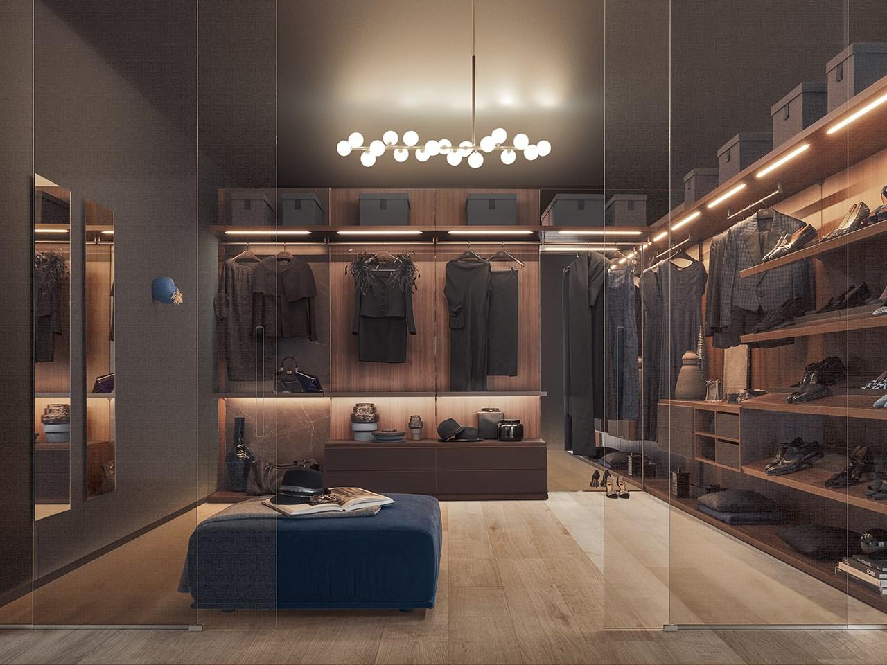 VISTA Sectional glass walk-in wardrobe