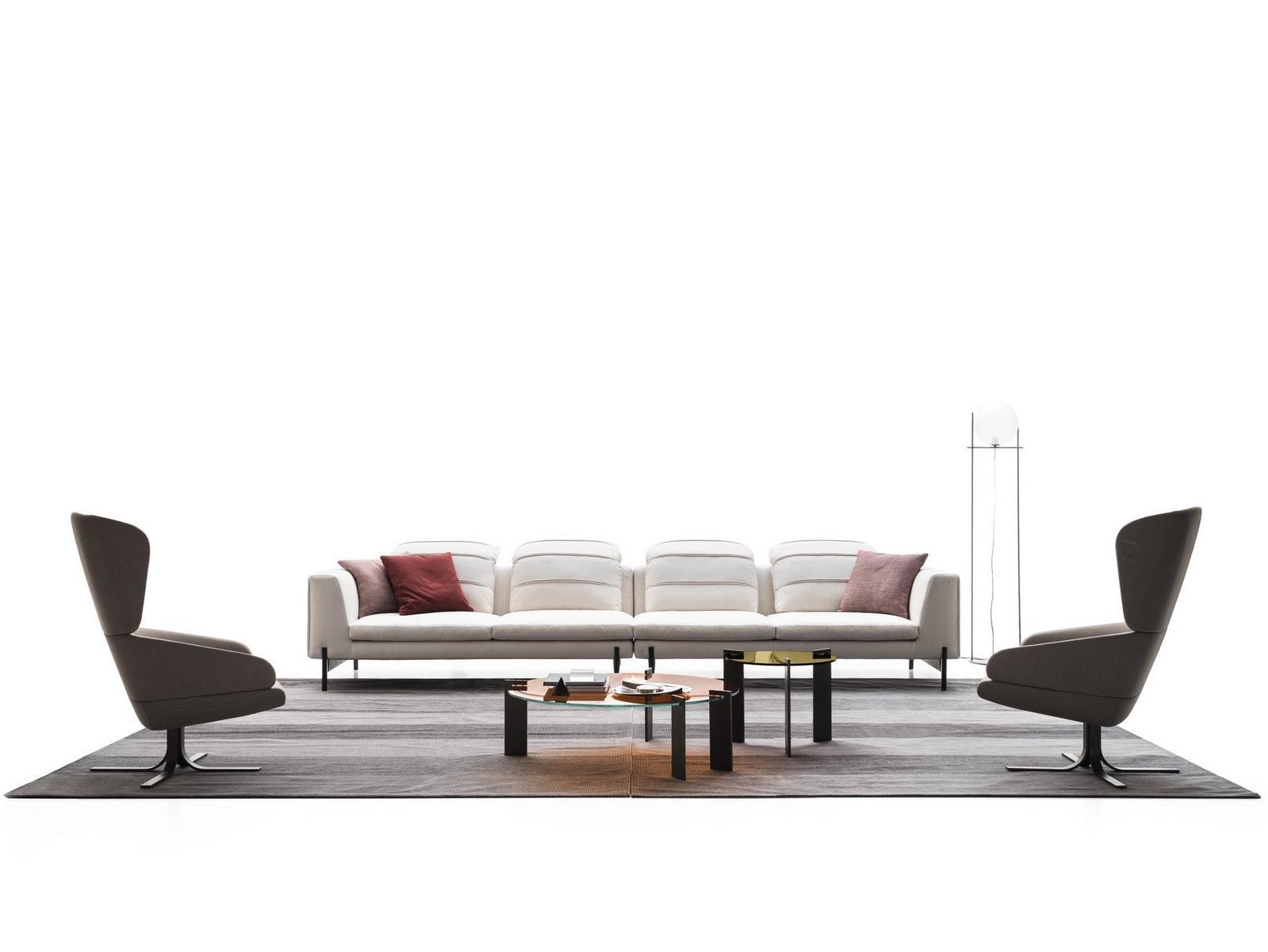 CUT Wing fabric armchair with 4-spoke base