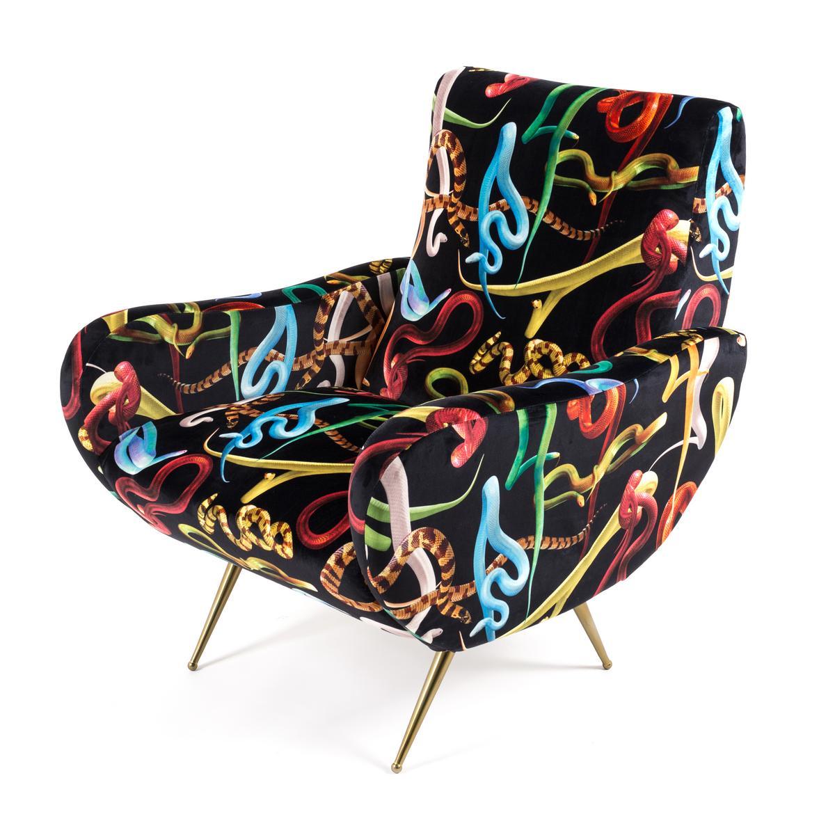 SNAKES Fabric armchair with armrests