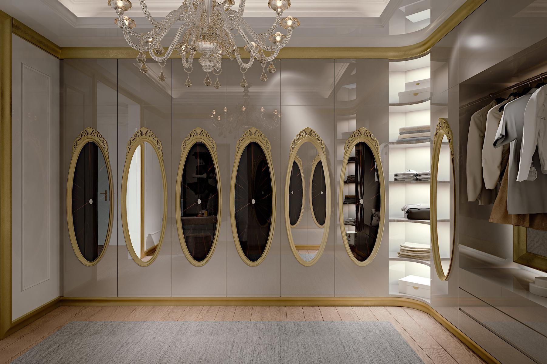 HOTEL DE VILLE Custom walk-in wardrobe with integrated lighting