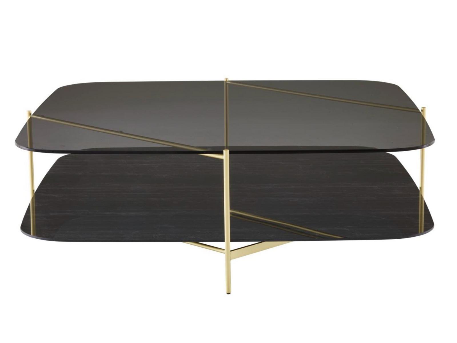 CLYDE Low rectangular glass coffee table