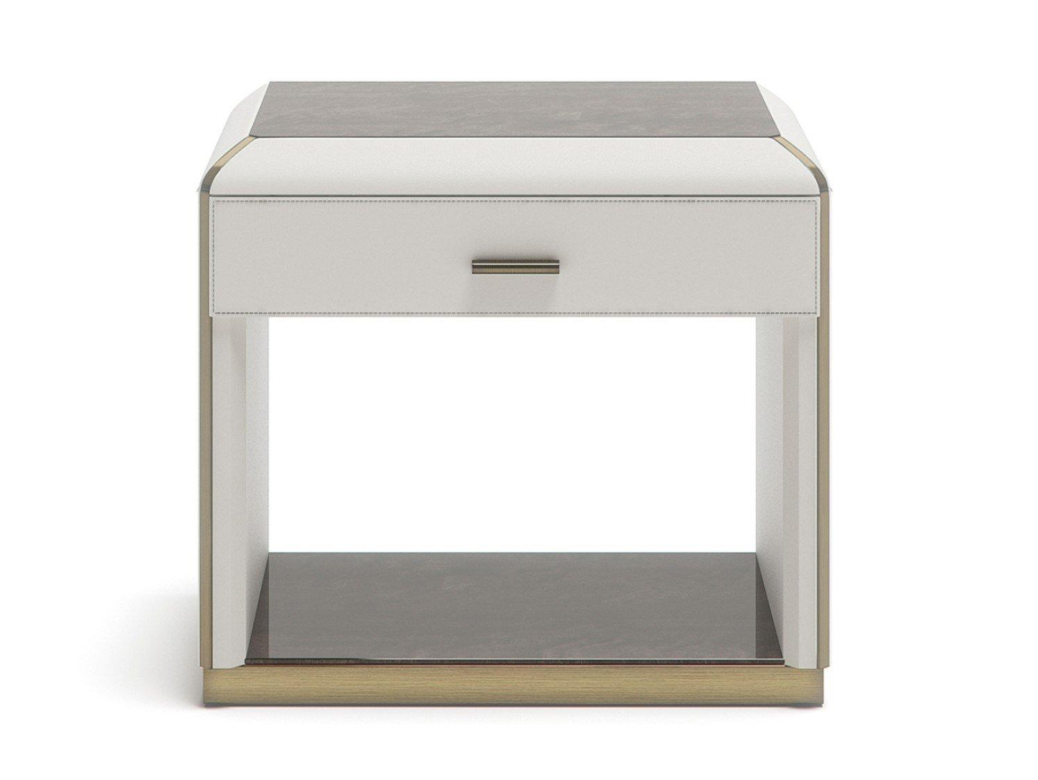 ORION L Rectangular wooden bedside table with drawers