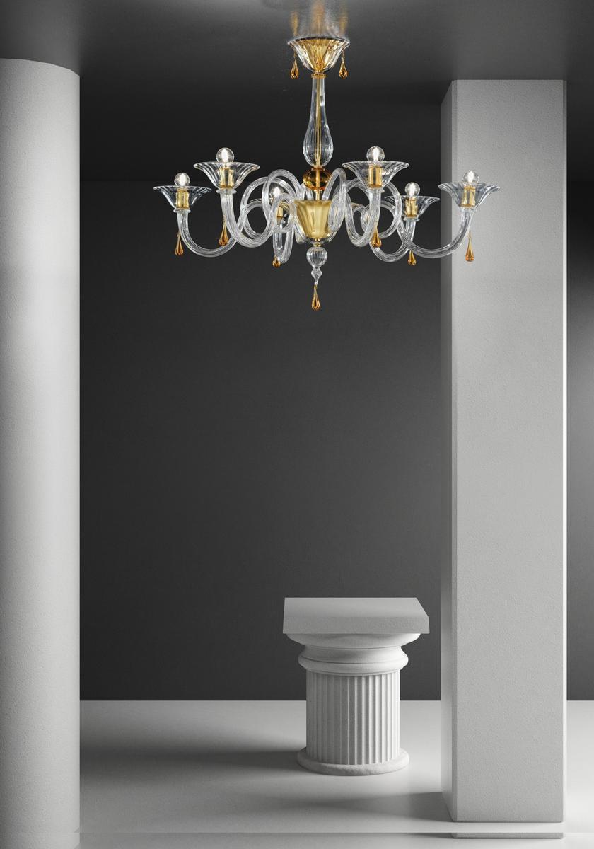 DOLFIN Glass chandelier with crystals