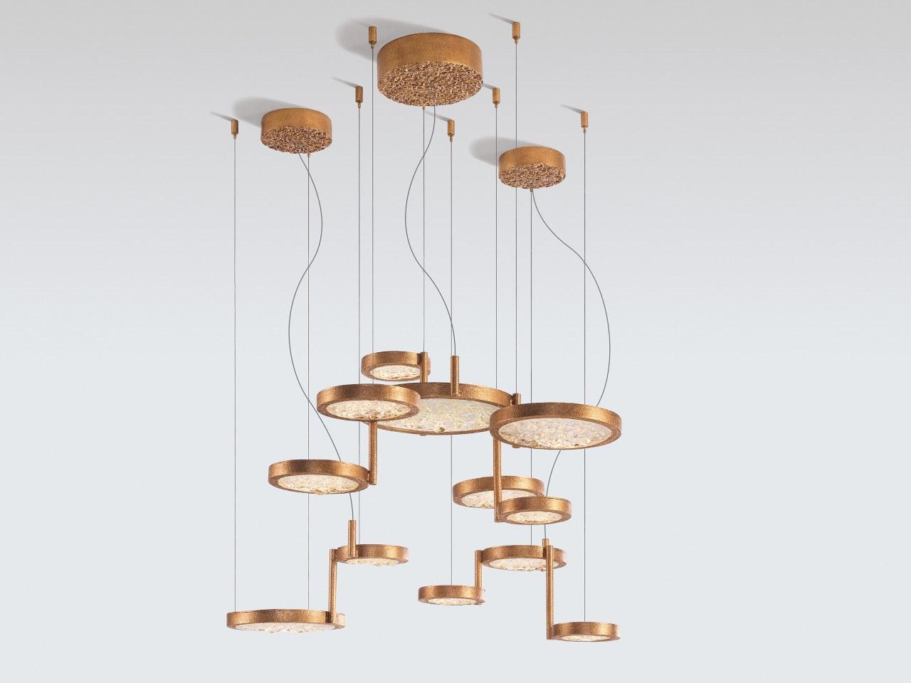 LUNA CT3406 LED handmade bronze pendant lamp
