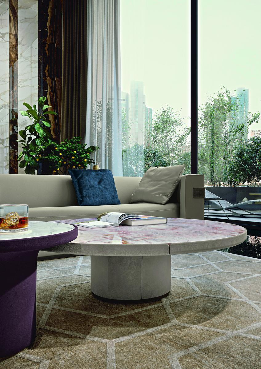 RE Round stone coffee table