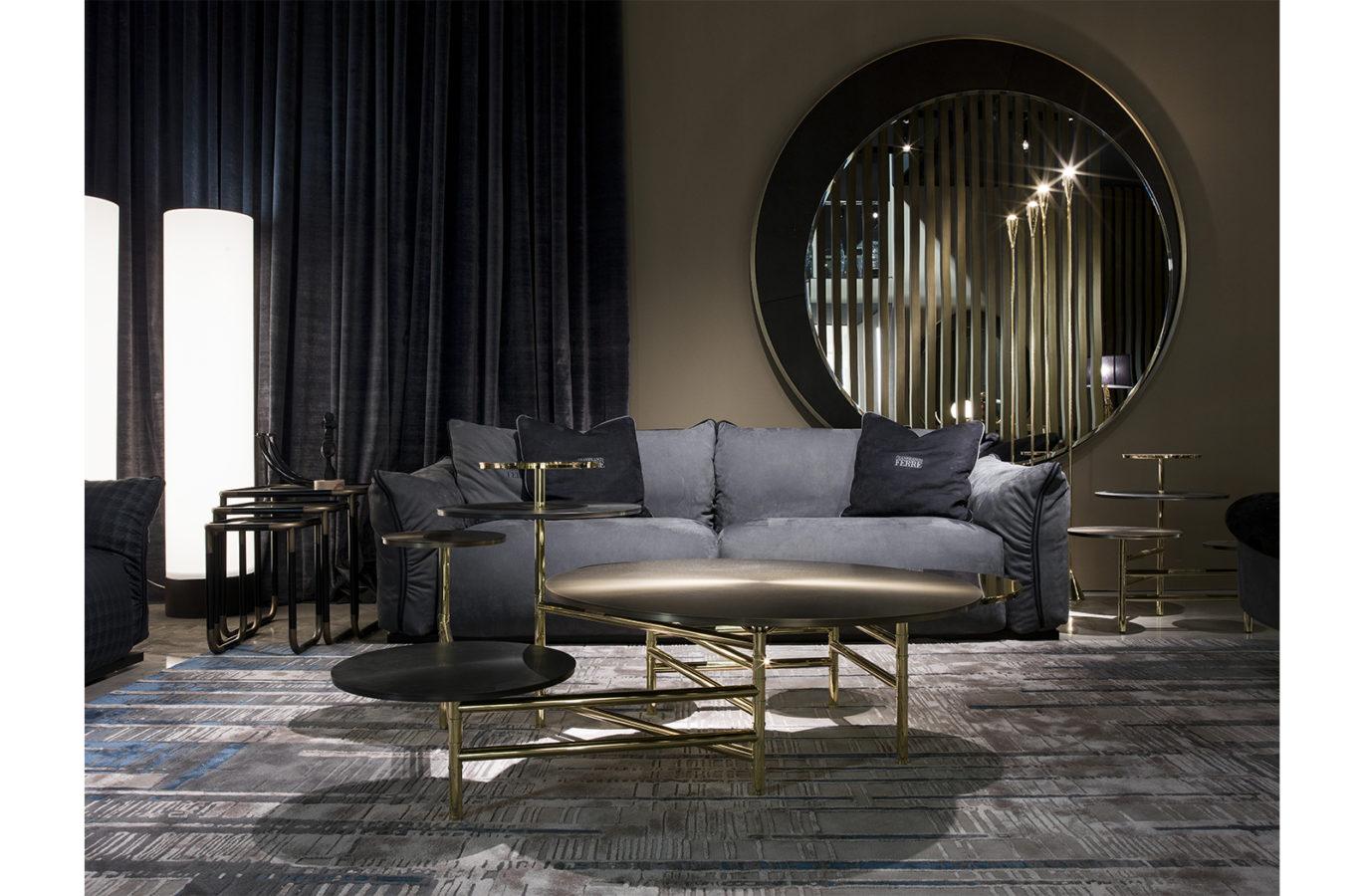 PIGNETO Coffee table in metal and smoky glass