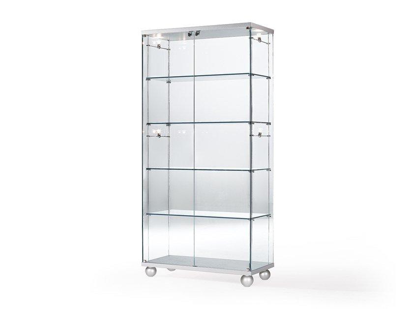 COMPOSITA Open divider glass bookcase with casters COMPOSITA Open divider glass bookcase with casters